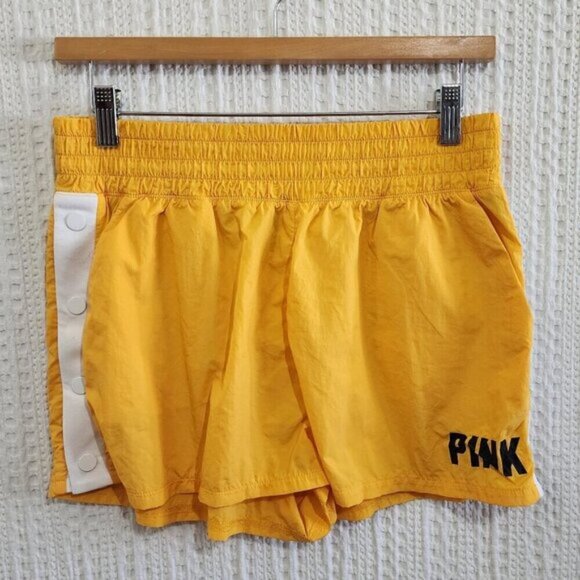 PINK Victoria's Secret Yellow Snap button Athletic Shorts Size Medium - Picture 4 of 12